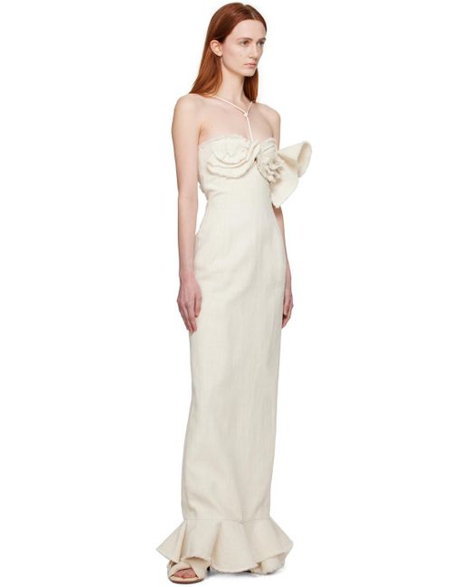 Jacquemus Natural Off-white Le Raphia 'la Robe Artichaut' Maxi Dress