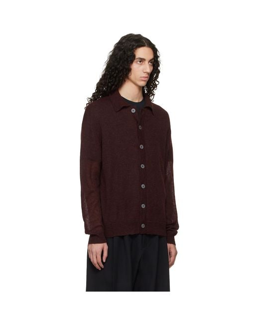 Studio Nicholson Red Burgundy Hamto Kint Cardigan for men