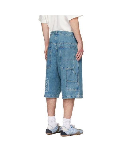 Vetements Blue Biker Cross Hip-Hop Denim Shorts for men
