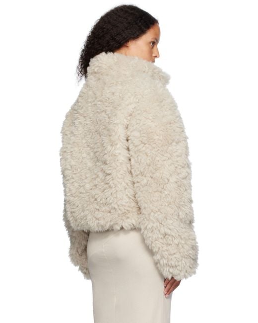 Entire studios Natural Off- Fluffy Quarter Zip Faux-fur Sweatshirt