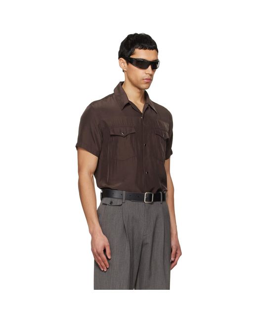 TONYWACK Black Washed Rayon Pearl Snap Shirt for men
