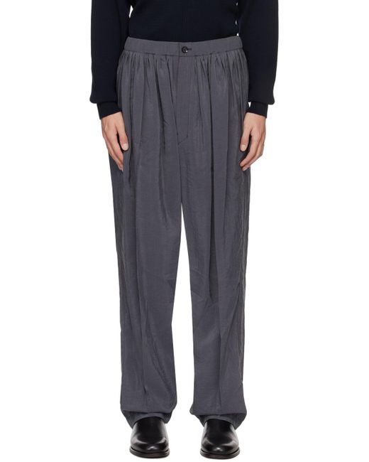 Lemaire Black Gray Relaxed Trousers for men