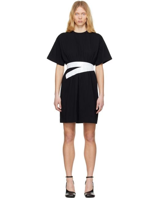 Robe Midi Noire En Jersey À Garniture De Style Ceinture MM6 by Maison Martin Margiela en coloris Black
