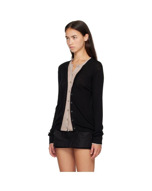 Acne Black Layered Silk-Wool Cardigan