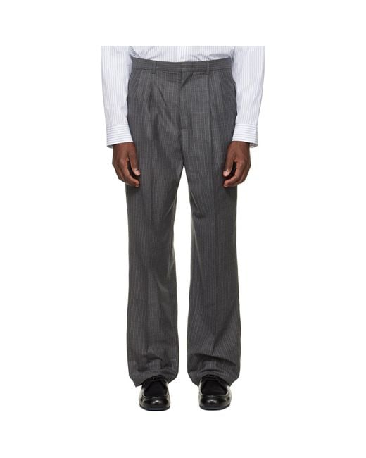 Jil Sander Gray Wool Pinstripe Trousers for men
