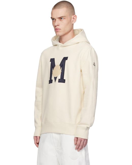 Moncler Natural Off-white Appliqué Hoodie for men