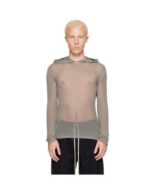 Rick Owens Natural Tower Sheer Hoodie for men