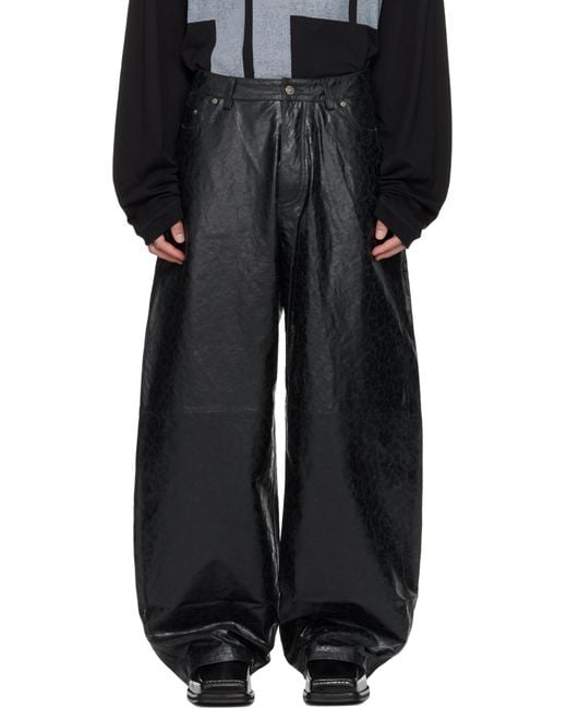 424 Black 'Big Daddy' Leather Pants for men