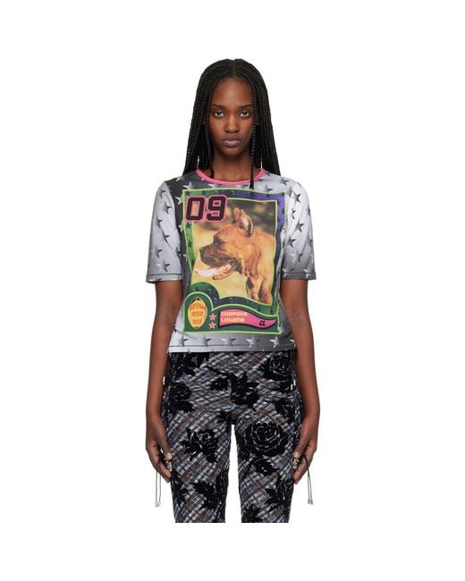 Chopova Lowena Black 'Deptford Dogs' Fitted Jersey T-Shirt