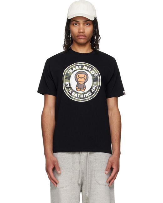 A Bathing Ape Black 1St Camo Milo Busy Works T-Shirt for men