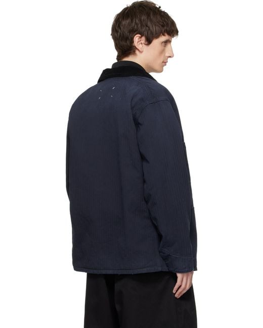 Maison Margiela Blue Herringbone Workwear Jacket for men