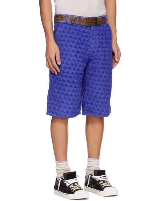 ERL Blue Printed Shorts for men