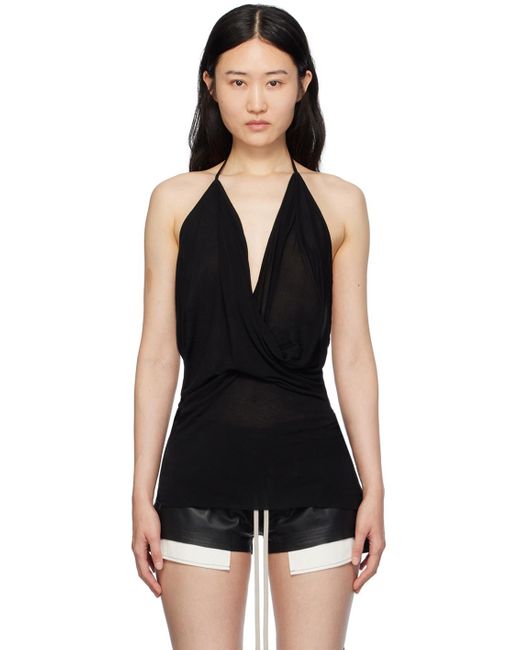 Rick Owens Black Draped Tank Top