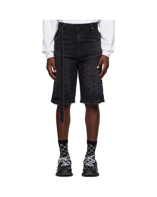 we11done Black Non-Stretch Denim Shorts for men