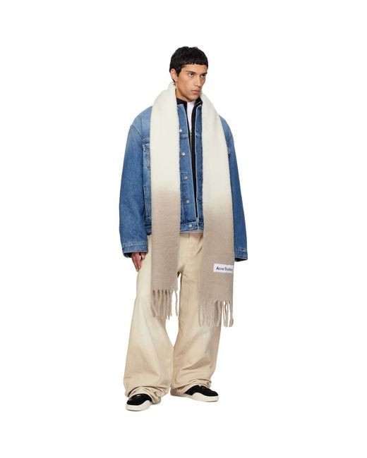 Acne Multicolor Off- & Wool Fringe Scarf for men