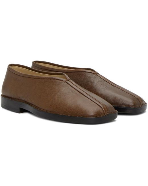 Lemaire Black Brown Flat Piped Slippers