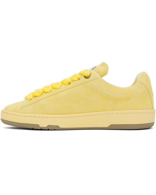 Lanvin Black Yellow Suede Curb Lite Sneakers for men