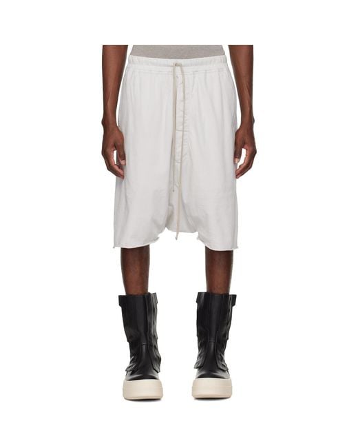 Rick Owens Natural Off- Temple Drawstring Pods Shorts for men