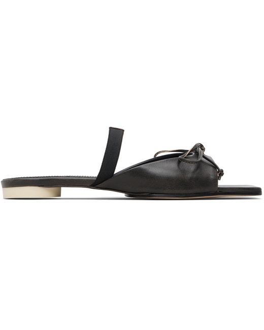 MM6 by Maison Margiela Black Bow-Detailed Leather Slingback Sandals