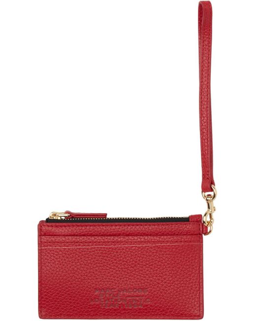 Marc Jacobs レッド The Leather Top Zip Wristlet 財布 Red
