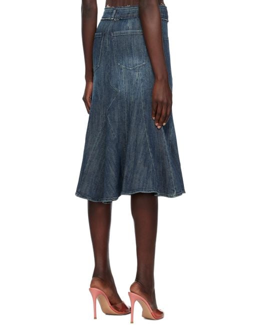 Miaou Blue Gaudi Denim Midi Skirt