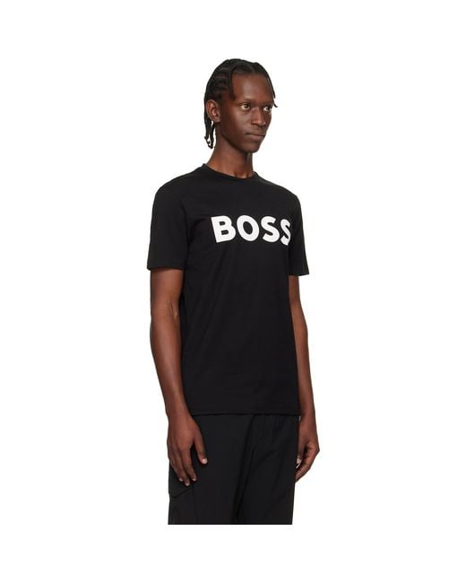 Boss Black Large Logo Print Cotton-Jersey T-Shirt for men