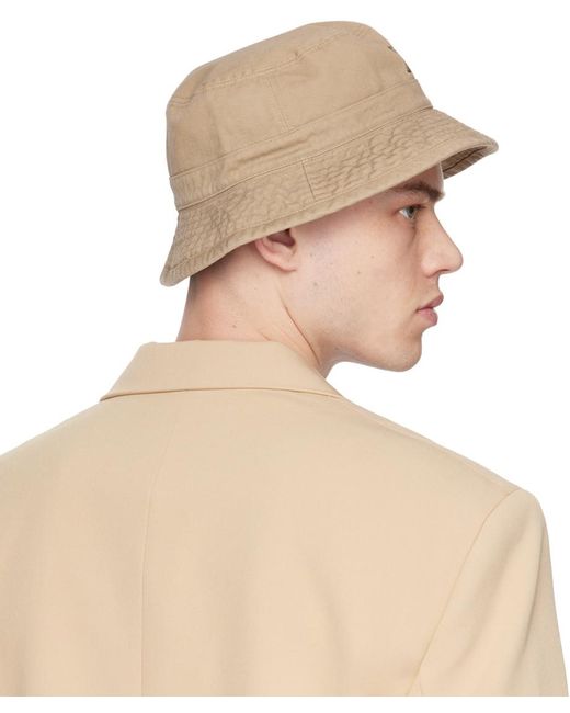 we11done Natural Wd One Logo Bucket Hat for men