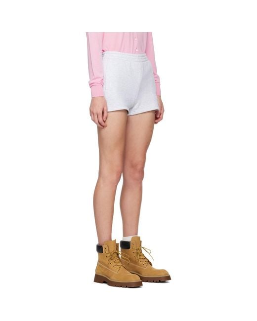 T By Alexander Wang White Puff Logo Shorts