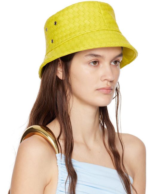 Bottega Veneta Green Yellow Intrecciato Bucket Hat