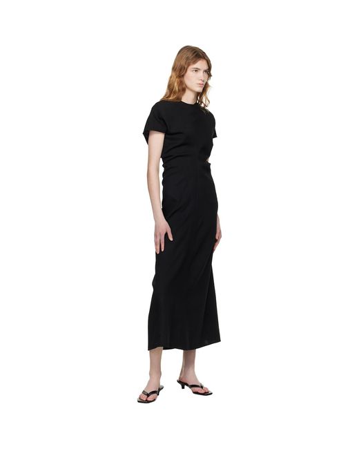 Totême  Black Slouch Waist Wool Maxi Dress