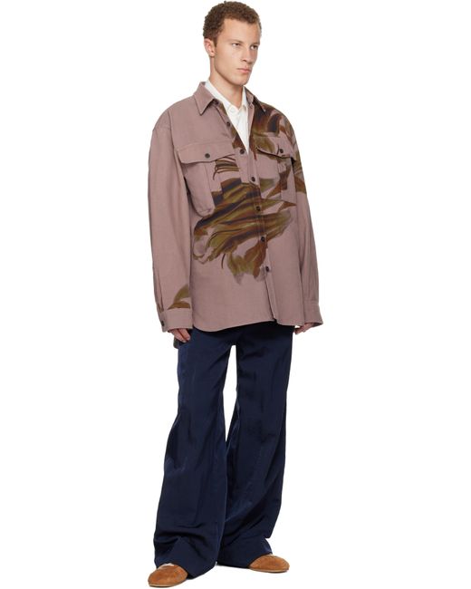 Dries Van Noten Brown Oversized Cotton Shirt for men