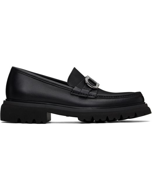 Ferragamo Black Gancini Ornament Loafers for men