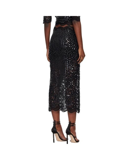 Rabanne Black Sequinned Midi Skirt