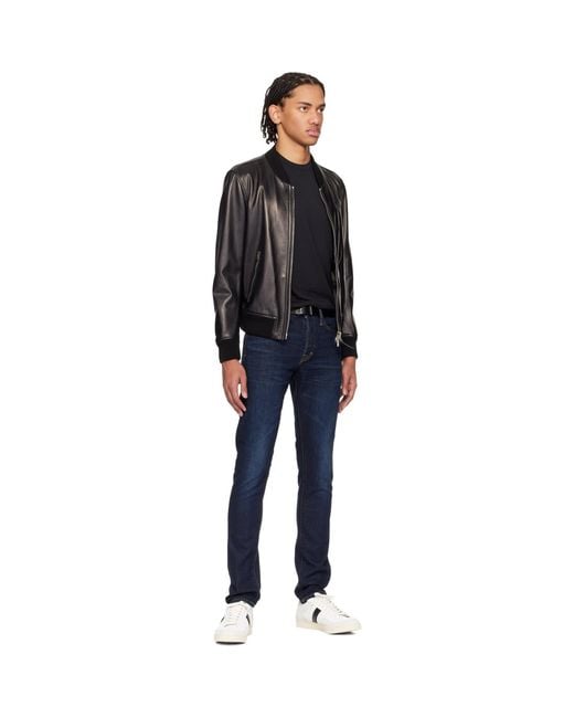 Tom Ford Black Vacchetta Leather T Loop Belt for men