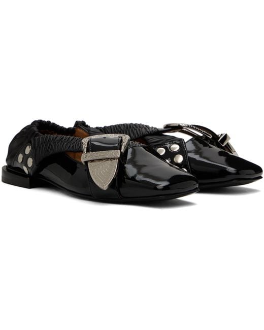 Toga Black Buckle Ballerina Flats