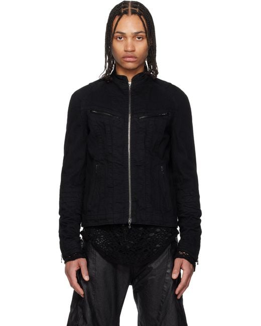 Julius Black Seamed Denim Jacket for men