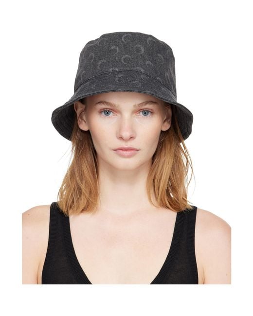 MARINE SERRE Gray Moon Laser Denim Bucket Hat