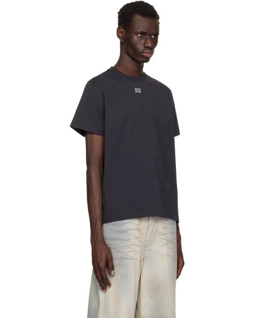 メンズ Ganni ブラック リラックス ラインストーン Tシャツ Black