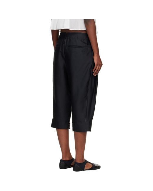 KENZO Black Paris Tailored Cropped Pleated Trousers