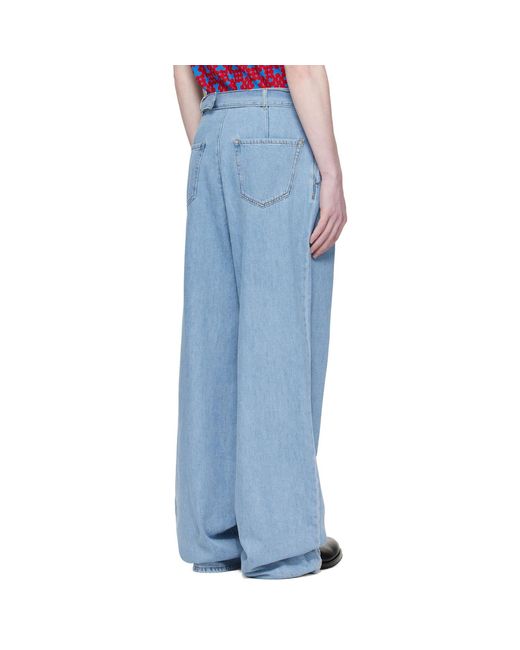 Dries Van Noten Blue Pleated Jeans for men