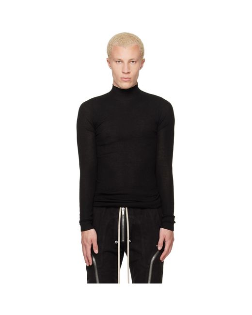 Rick Owens Black Tower Ribbed Lupetto Sweater for men
