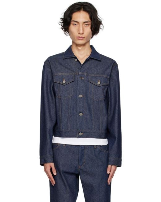 K.ngsley Blue Indigo Cropped Denim Jacket for men