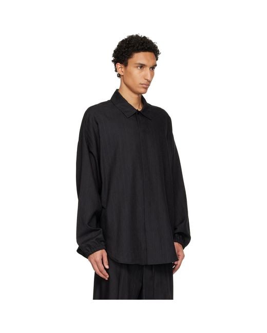 Fear Of God Black Striped Wool Elastic Cuff Shirt for men