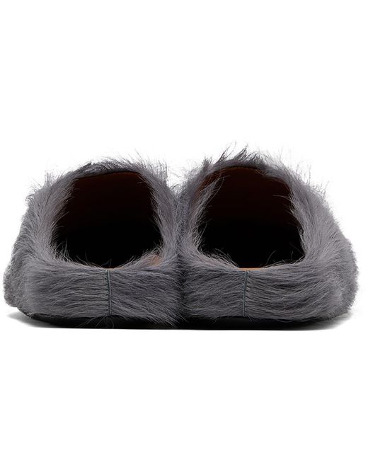 Marni Black Gray Fussbett Sabot Loafers