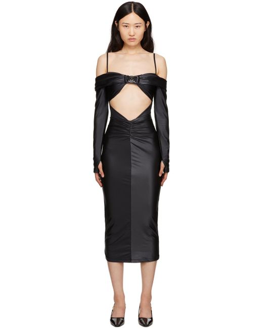 Versace Black Ruched Midi Dress