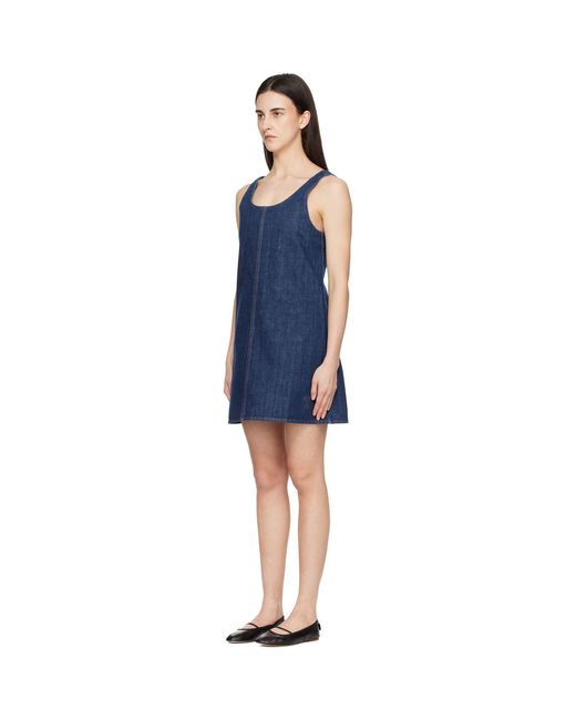 AMI Blue Cotton Short Strapped Denim Minidress