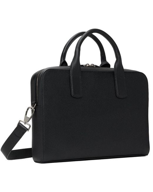 Armani Black Leather Briefcase for Men Lyst