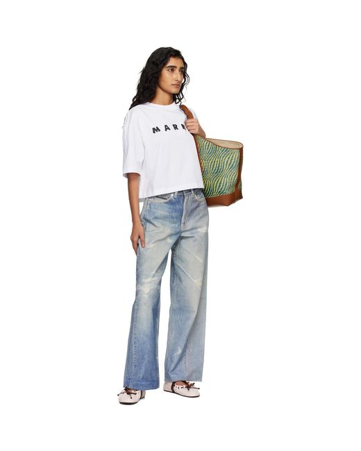 Marni White Jersey Scribbled Logo T-Shirt