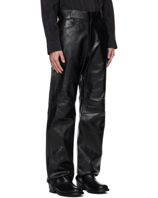 OUAT Black Office Leather Pants for men