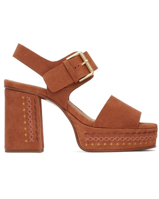 See By Chloé Brown Orange Pheebe Platform Sandals